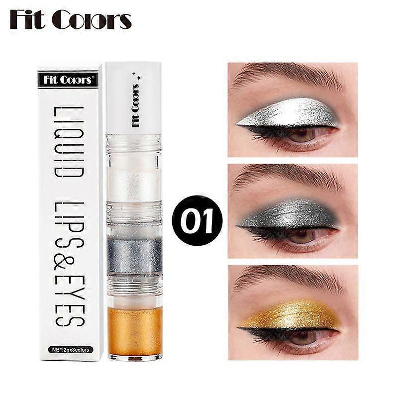 Liquid Glitter Eyeshadow Metallic 3 in 1, Gold Silver Diamond Highlight Eyeshadow, High Pigmented Glitter, Sparkly Eye Shadow, Versatile Shimmer Eye M