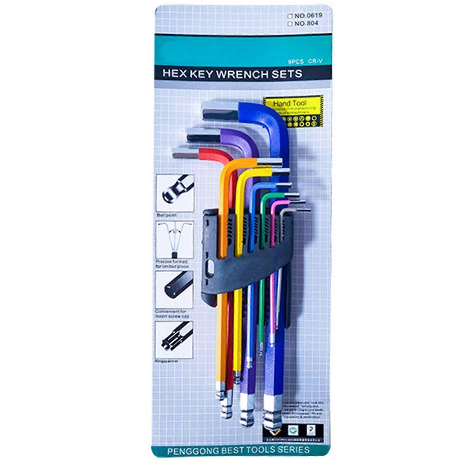 High quality  0619 9-piece hexagon wrench set CR-V Extended hexagon wrench ball