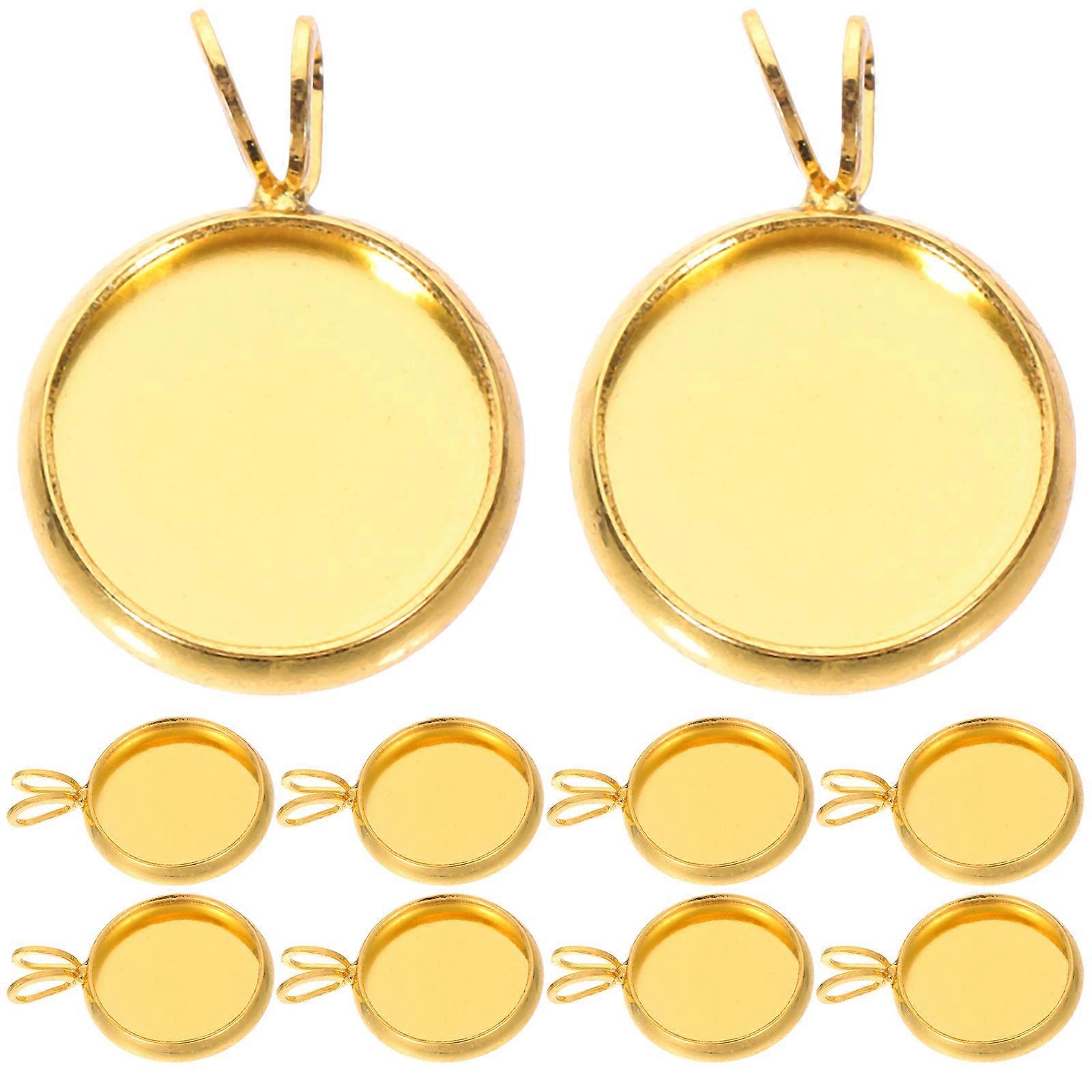10pcs Copper Plated Tray Pendants for DIY Jewelry Making – Creative Multi Purpose Craft Trays with Gold Finish Bezel Design
