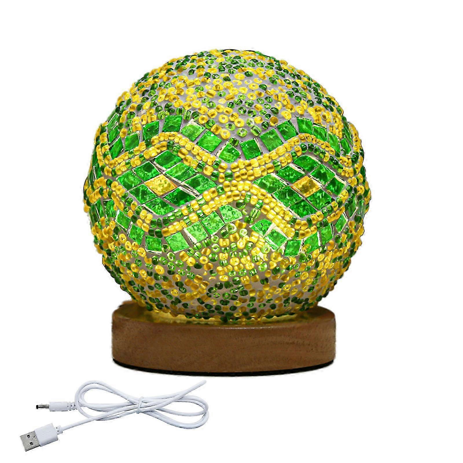 Veilleuse USB orientable avec socle en bois vert baroque