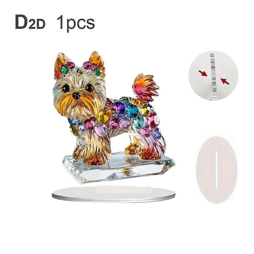 Acrylic Dog Sign Desktop Ornament with Base 2D Tabletop Decoration for Home Cafe