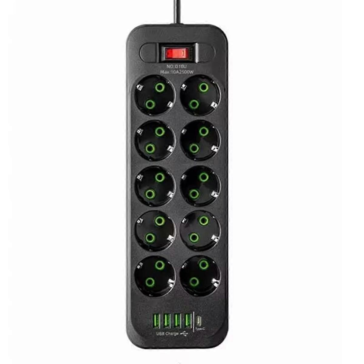 EU Plug AC Outlet Power Strip Multitap Electrical Socket with 4 USB Ports Fast Charge Multiprise Network Filter 2M A