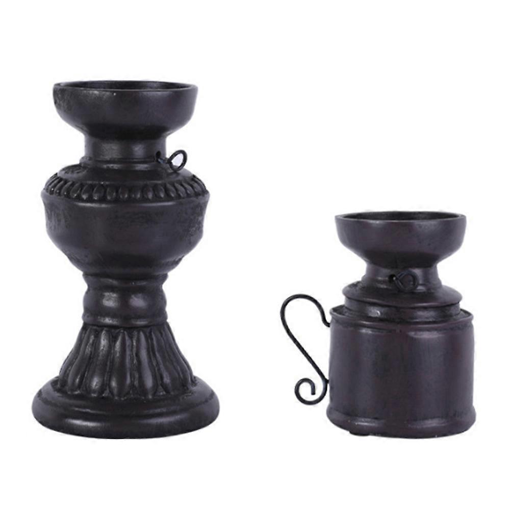 Retro Candlestick Holders Synthetic Resin Candle Stand 2Pcs