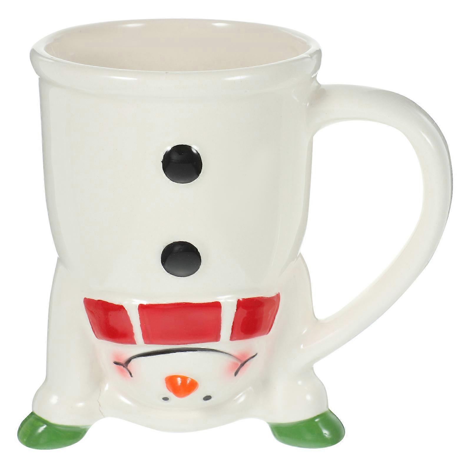 Lovely Coffee Mug Christmas Style Snowman Shape Mug Home Use Office Ceramic Drink Container 1Set
