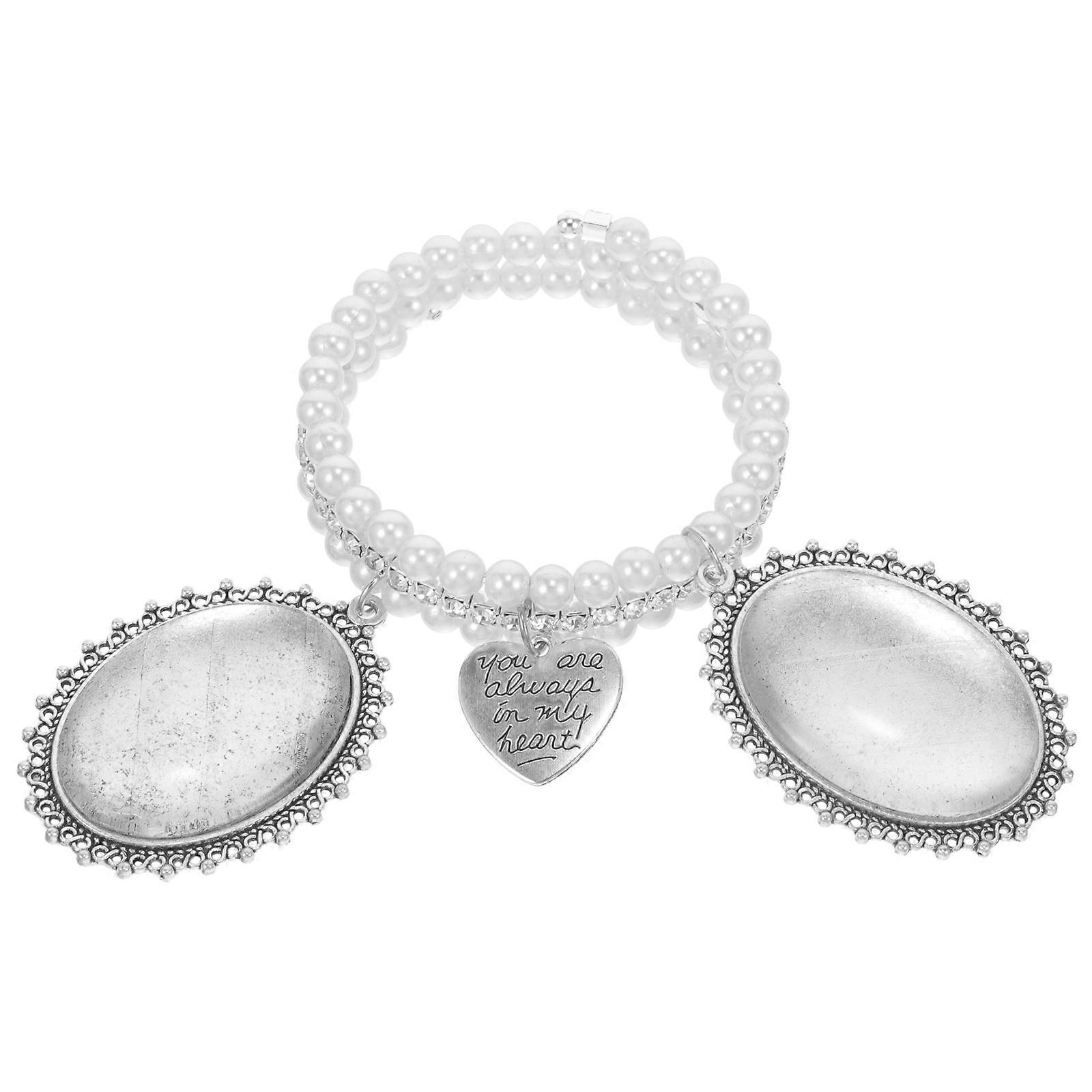 Bridal Bouquet Photo Charm Wedding Memory Pendant Memorial Design Zinc Alloy Crystal Glass Sheet Photo Holder 1Pack