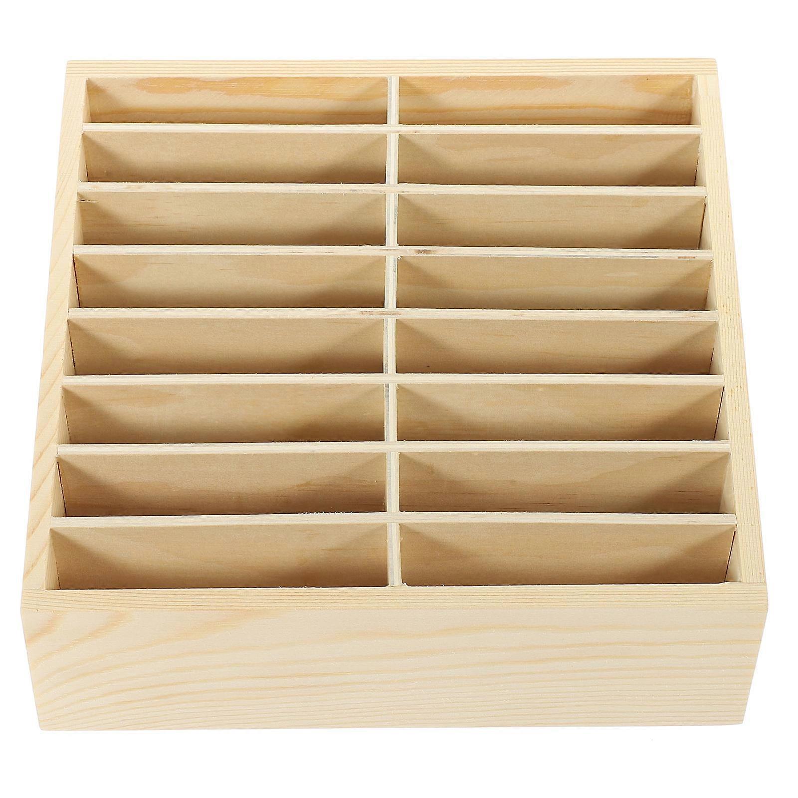 Desk Phone Stand Desktop Storage Box Multi-Grids Organizer for Conference Room Wood 1Set