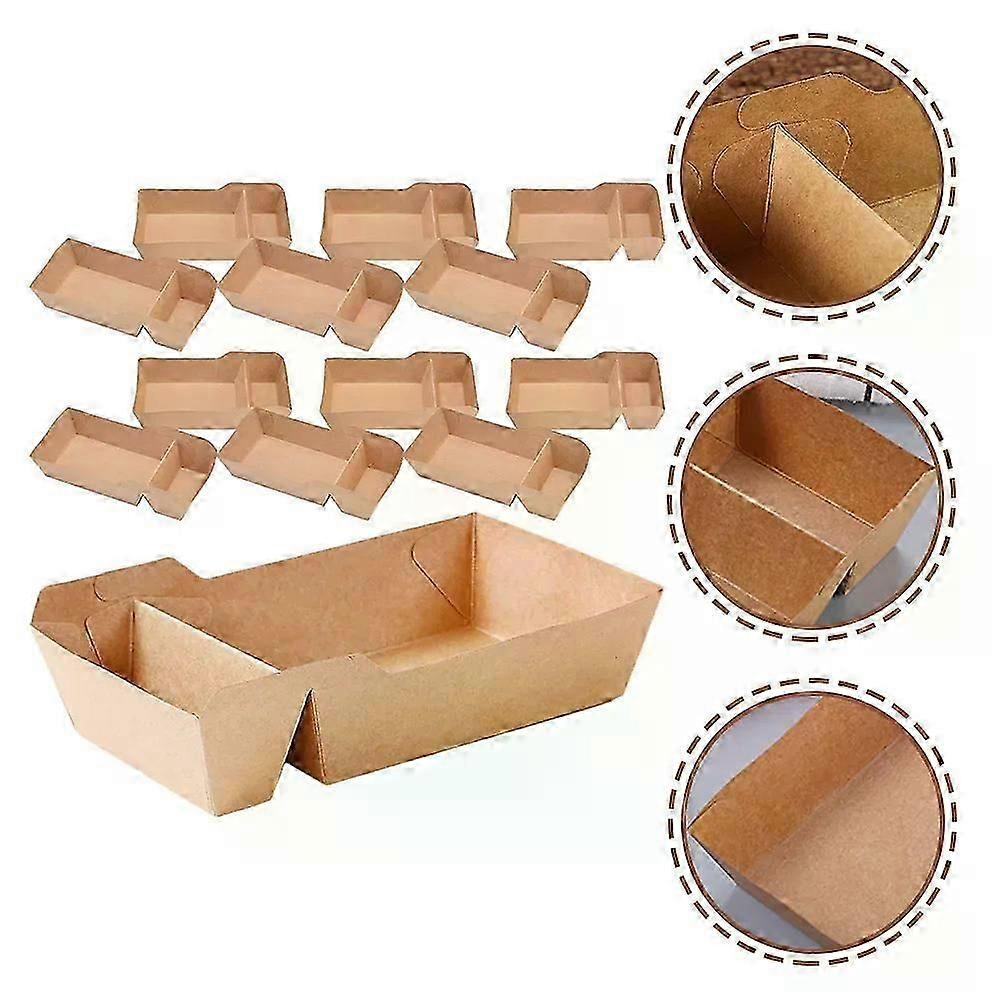 Kraft Food Containers Paper Take Out Snack Box Holder French Fries Serving Boxes Cardboard Trays