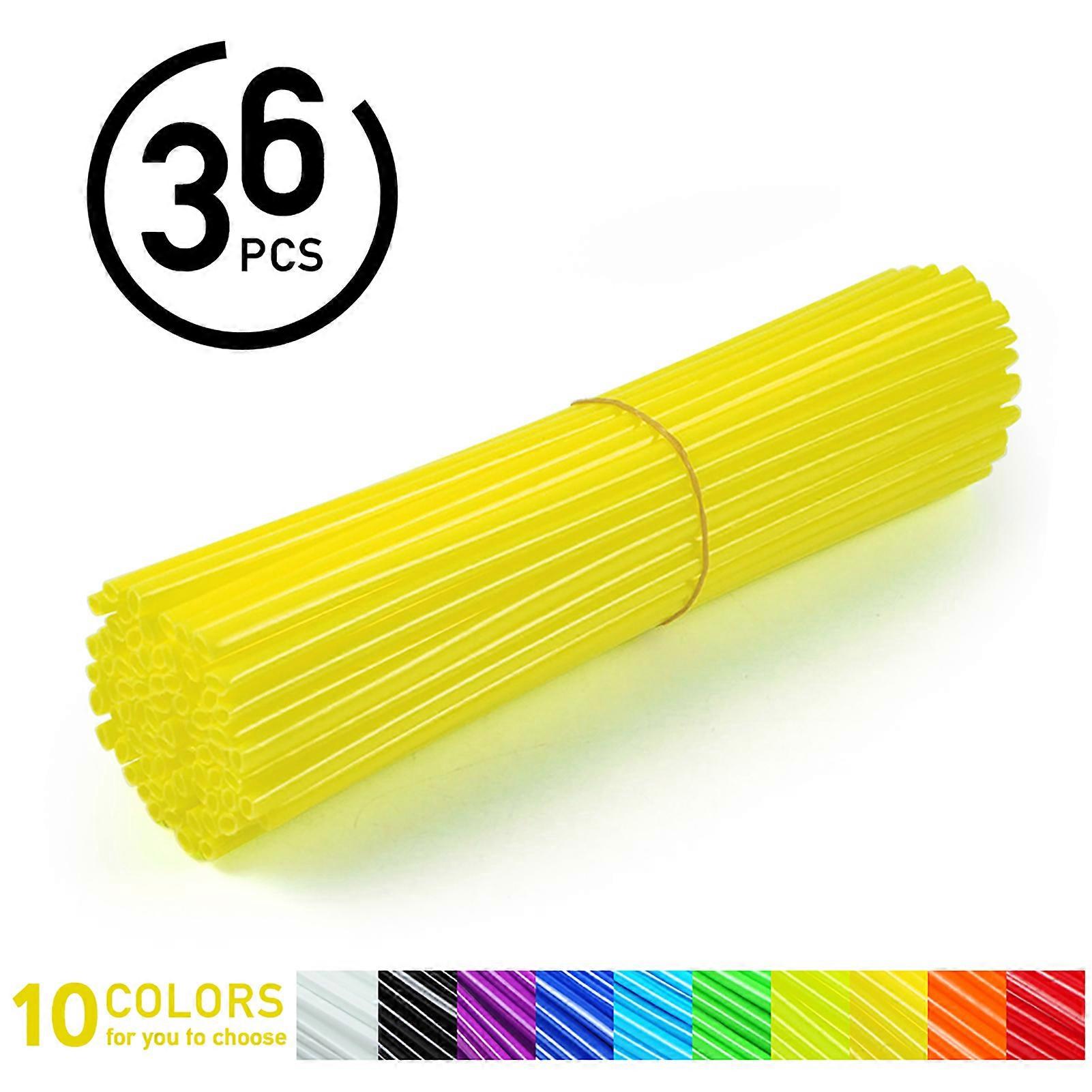 36 Pcs Motocross Wheel Spoke Protector Kit, Off-Road Rim Guards, Yellow