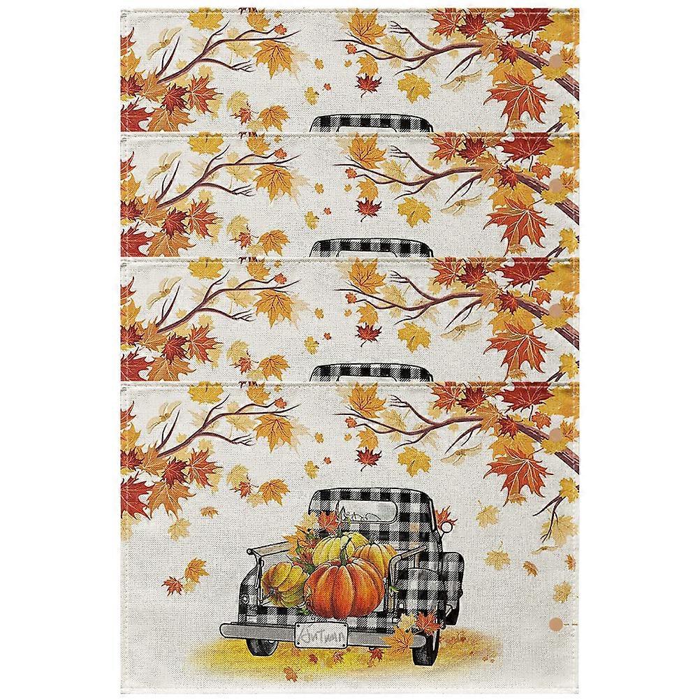 Autumn Table Decorations Rectangular Protective Mat Multi-Colored 49X34CM 4Pcs