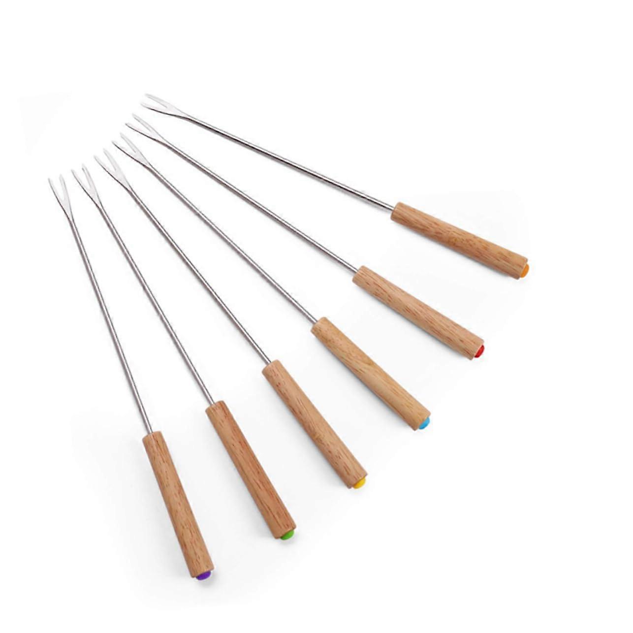 6 pieces grill forks with wooden handles sturdy roasting skewers for BBQ grilling and camping highquality grill tools for skewers