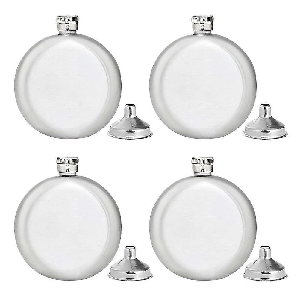 Small Stainless Steel Flask Wine Canteen Professional Round 9.5X9CM 4Set