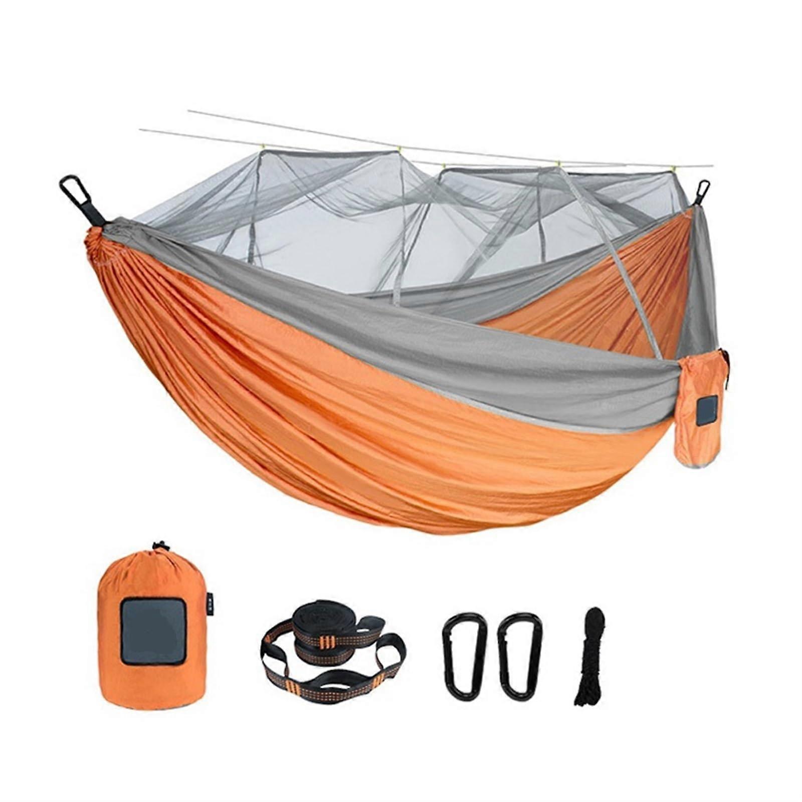 Hammock with Frame, Travel Hammock, Outdoor Camping (Single Orange Grey) Ref: 8015