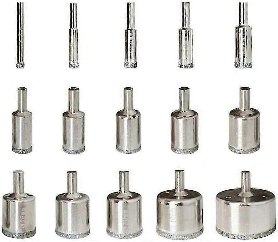 15pcs Diamond Drill Bits for Glass Ceramic Porcelain Marble