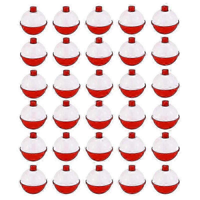 30Pcs Fishing Bobbers 1 Inch,Push Button Snap-on Fishing Floats Bobber Red and White,Fishing Float a