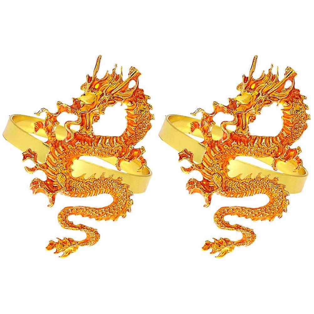 Dragon Napkin Rings Elegant Metal Tableware Holders for Family Meals, Banquets & Festival Decorations with Fortune Design