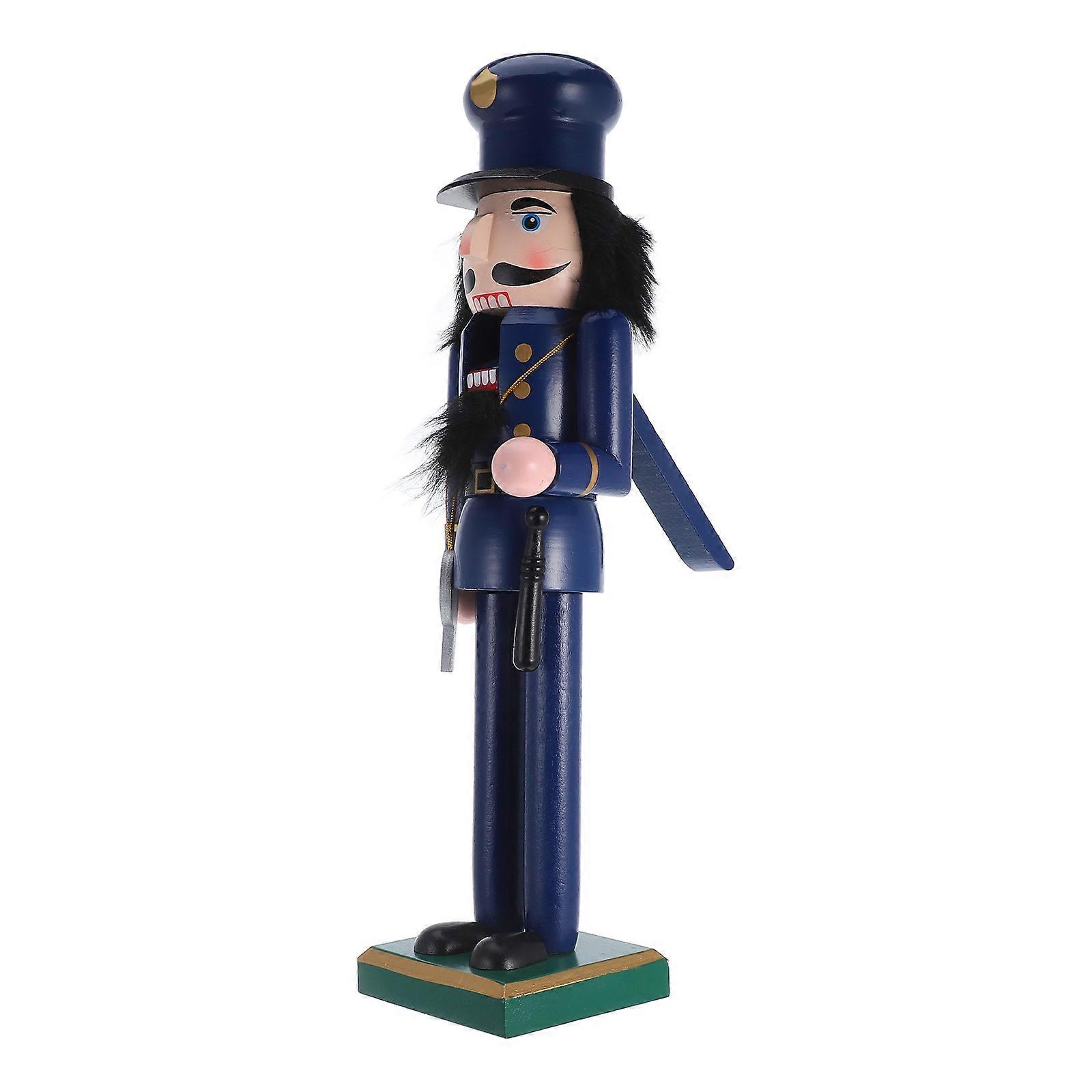 Nutcracker Ornaments Bulk Classic Nutcracker Soldier Wooden Police Nutcracker Figure Festive Christmas Table Centerpiece 36cm 1Pcs