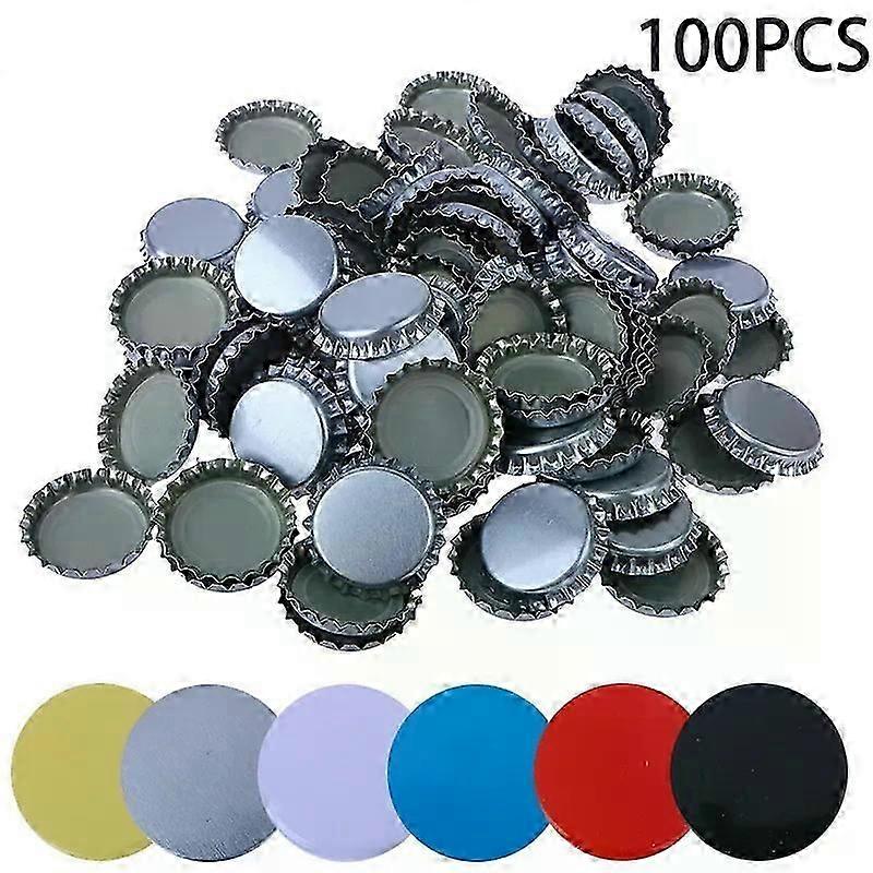 100Pcs Round Flattened Seal Tinplate Bottle Caps Fit For  All Standard Beer Bottle Cap DIY Homebrew Beer Seal Closure Lids 6 Colors