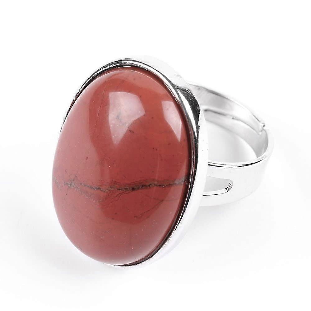 Natural Red Jasper Crystal Ring, Oval Large Ring, Adjustable Open Ring for Women