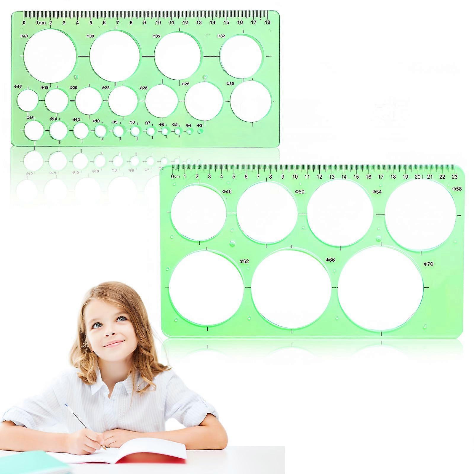Pack of 2, circle stencil, drawing template for art design, school, office, home