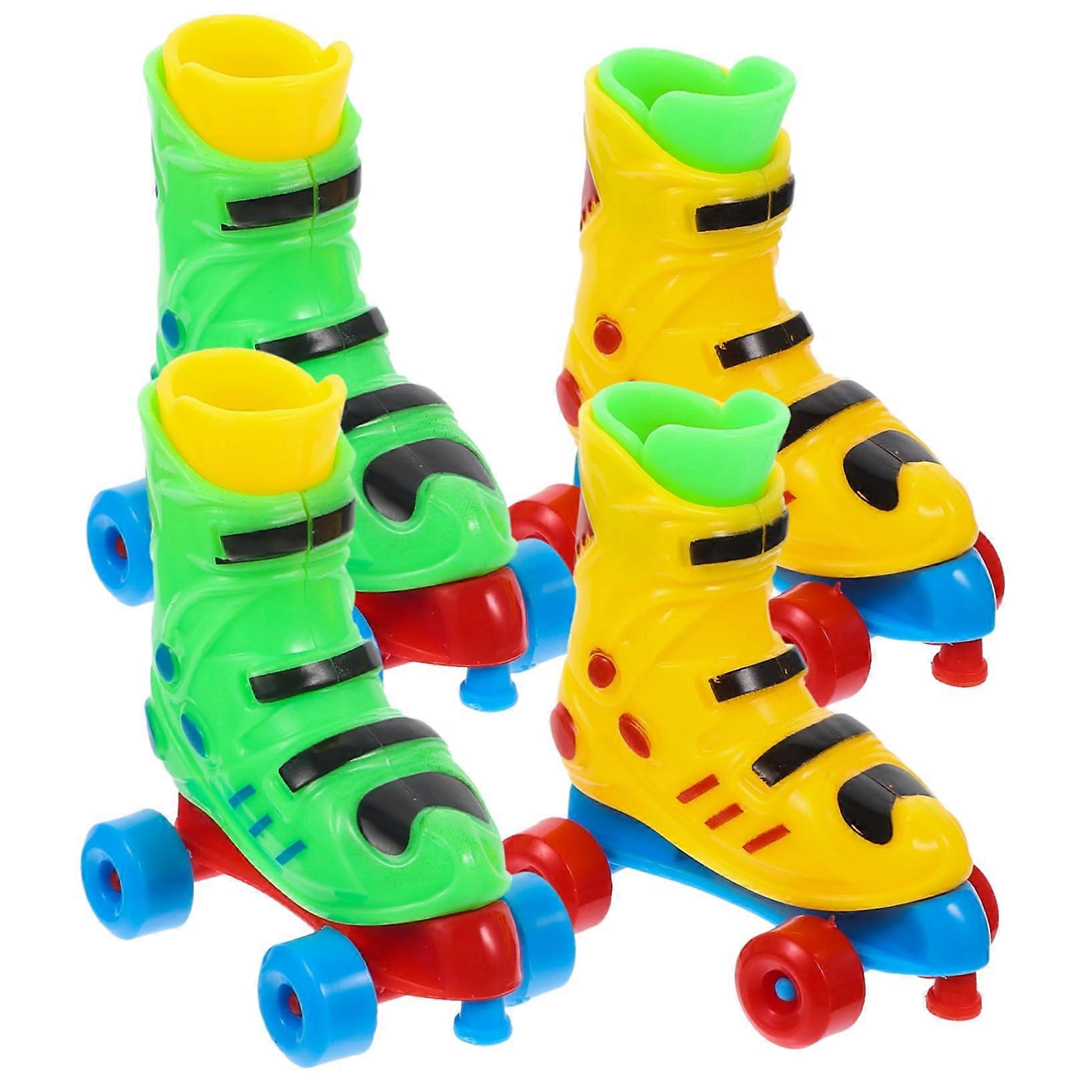 Finger Skate Toy - 2 Pairs Realistic Finger Roller Skates for Stress Relief, Table Decoration, and Fun - Random Colors