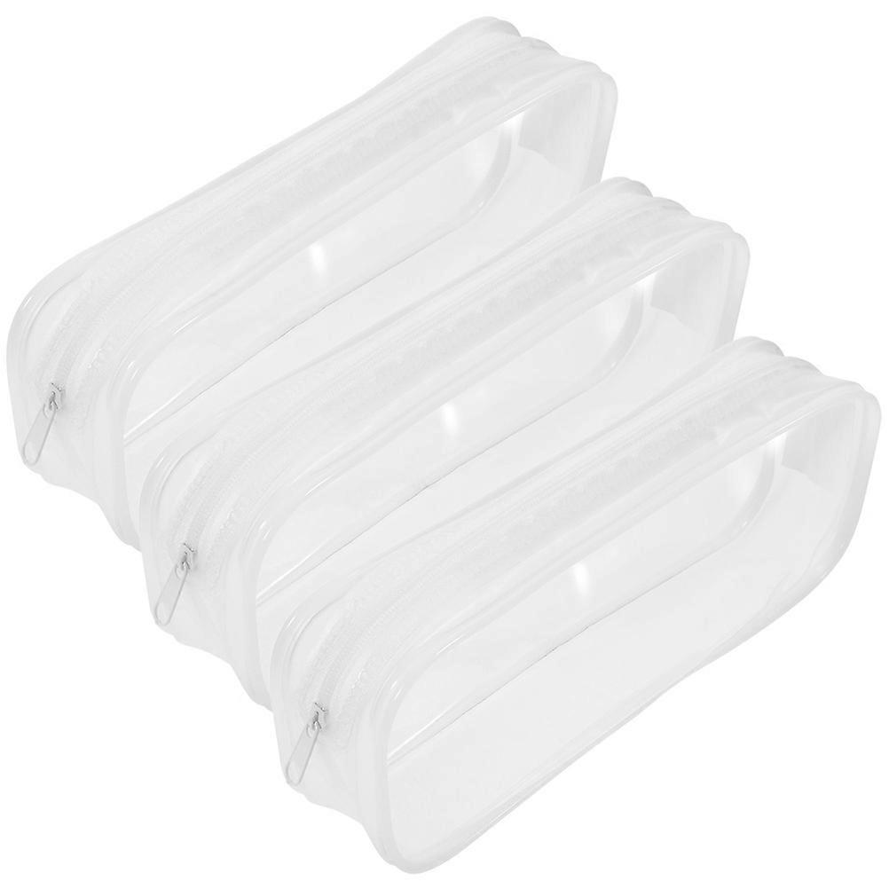 Clear Pencil Pouch Multi Functional Pencil Case Rectangular Shape for Travel 3Pcs