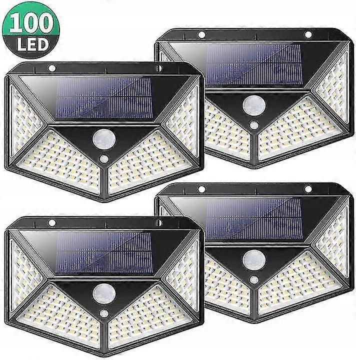 Outdoor Solar Light, [Extended Version-4 Pieces] Kilponen 100 Led Outdoor Solar Light With Motion Sensor [2200mah] Super Bright Solar Light 270 Waterp
