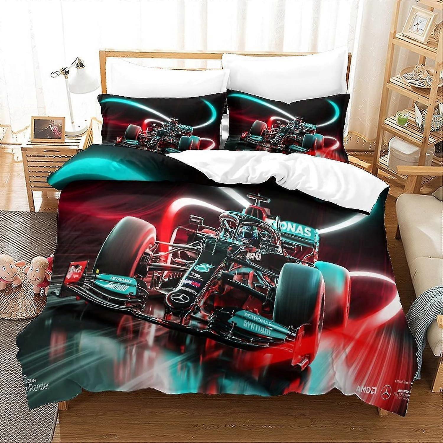 Racing Theme Duvet Cover Set Universe Galaxy Bedding Set for Kids 3Pcs King