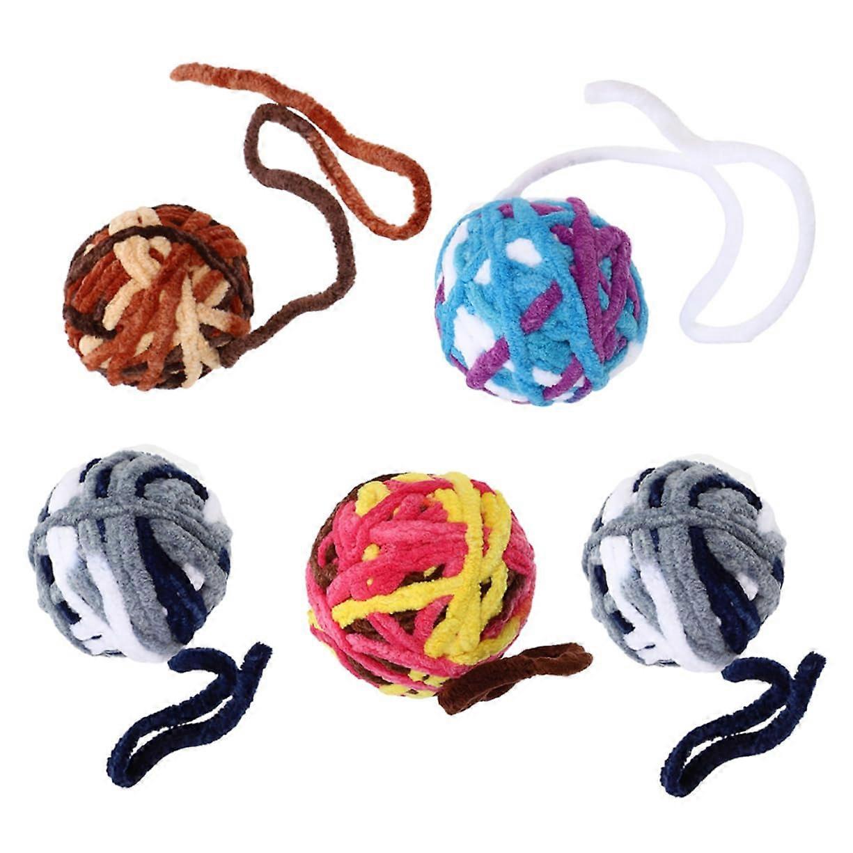 Interactive Cat Balls 5 Piece With Bells Colorful Wool Balls For Indoor Cats Toy Stimulating Hunting Instincts