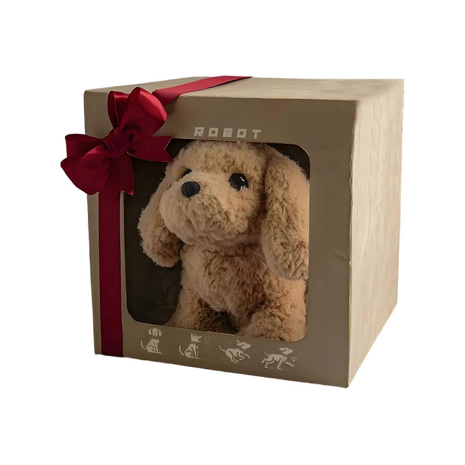 Robotic Dog Plush Puppy Toy with Electronic Barking and Walking Movement, Interactive Companion for Kids Ages 0-5, 5.12x3.94 inches