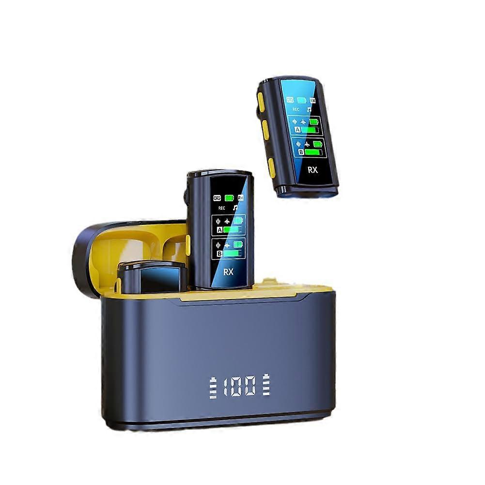 Wireless microphone, digital display, charging case, dual microphone, lapel, plugandplay, 2.4G mini mic for streaming.