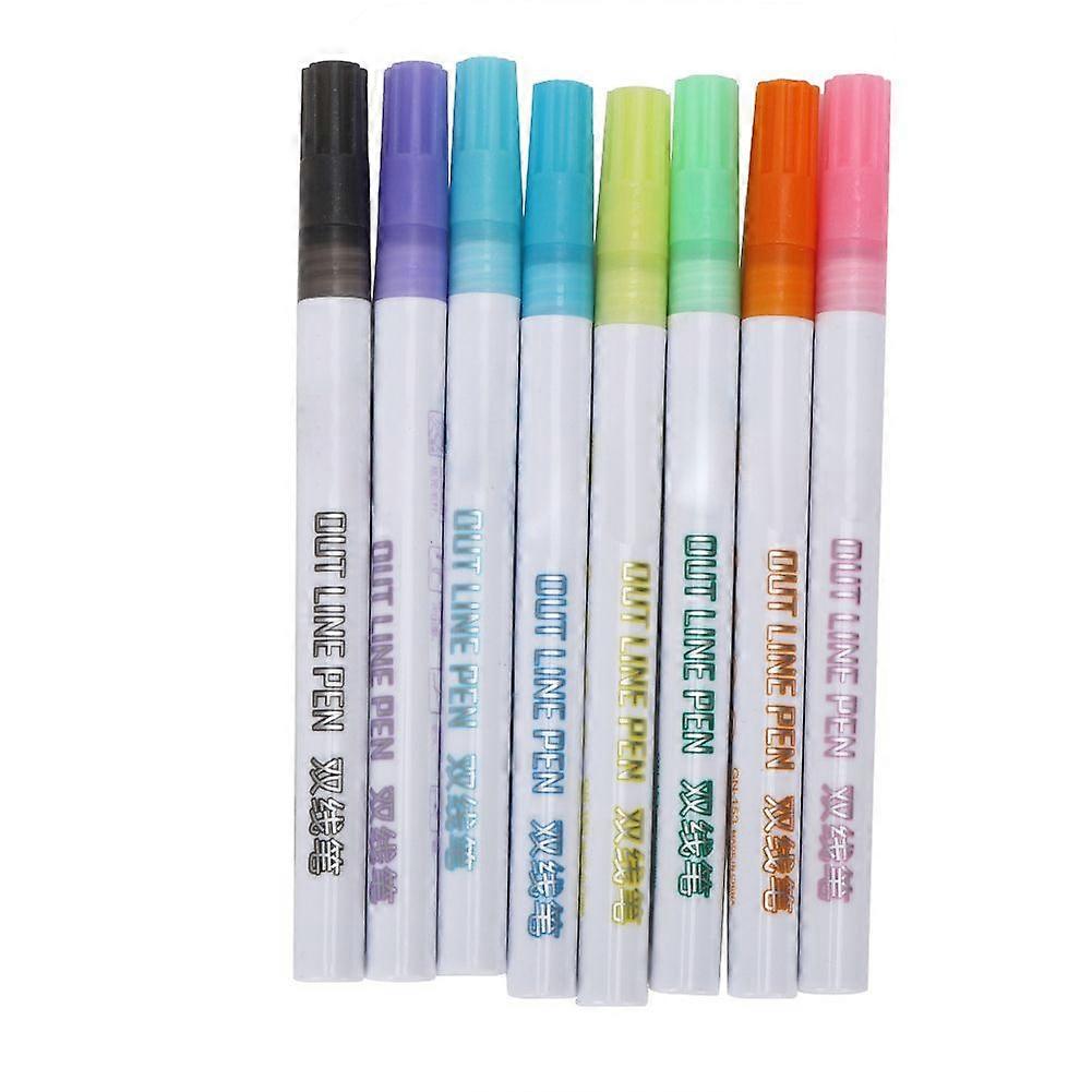 2025 Latest Model  8Pcs Double Line Pen Color DIY Drawing Marker Highlighter