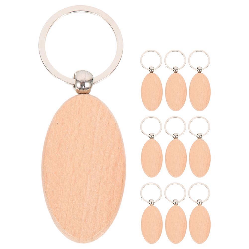 Diy Blank Keyring Wood Key Chain Unfinished Blanks For Artwork Needs 9x3.1cm 10Pack