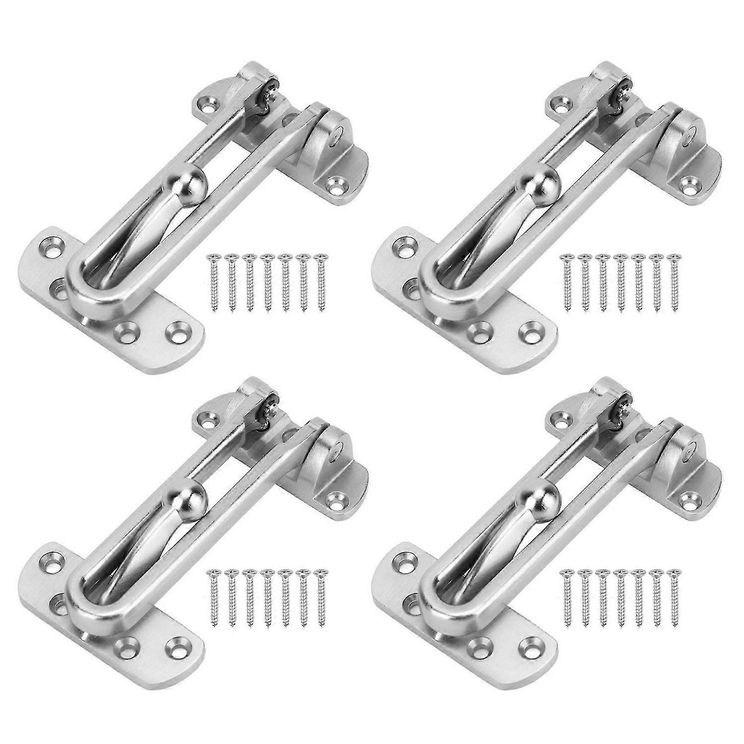 4 Pcs Swing Bar Lock Zinc Alloy Extra Thick Arm Shock Resistant 3 Position Adjustable Door Lock Security Guard for Hotel