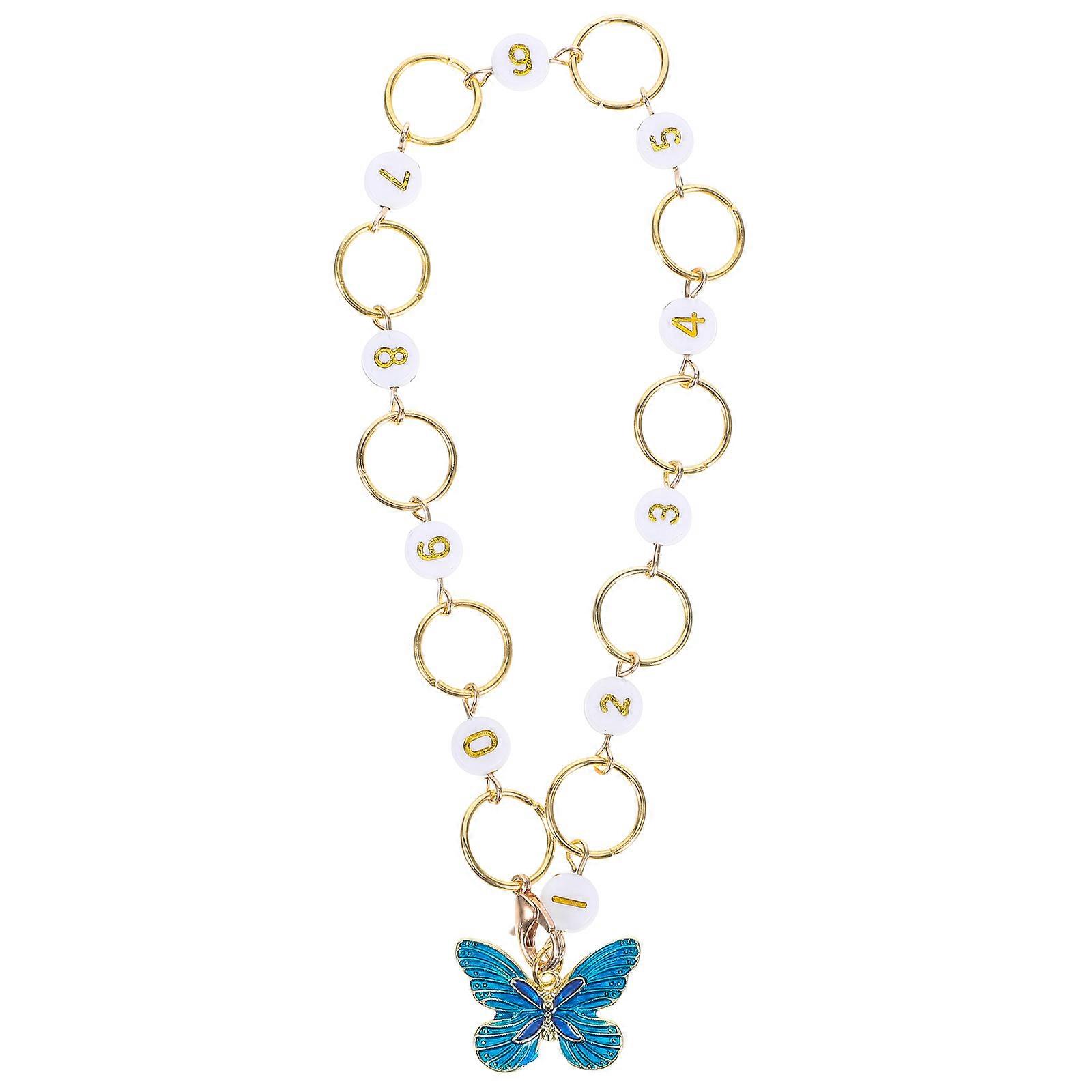 Weaving Projects Tool Row Counter Chain Knitting and Crochet Accessories Blue Butterfly Pendant Alloy 1Pack