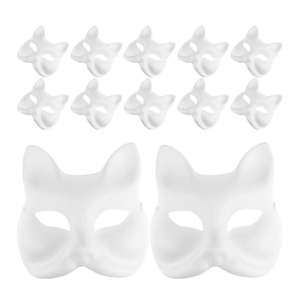 Blank Hand Painted Mask Fox Shape Diy Design For Art Students Craft Enthusiasts White Paper 16Pcs