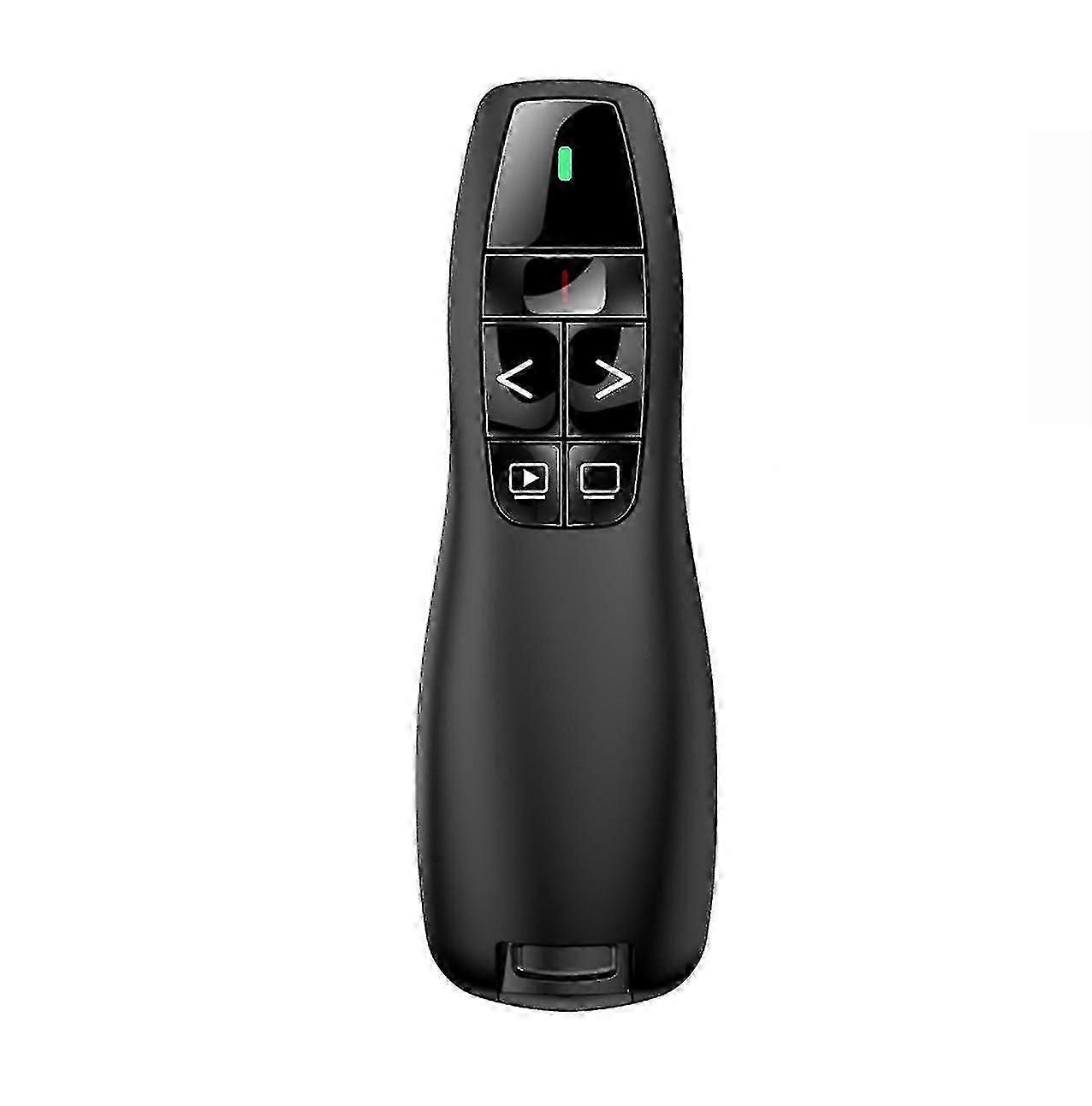 ​R400 Wireless Presentation Remote 2.4GHz USB Receiver Red Laser Pointer 15m Range 6 Button Black​