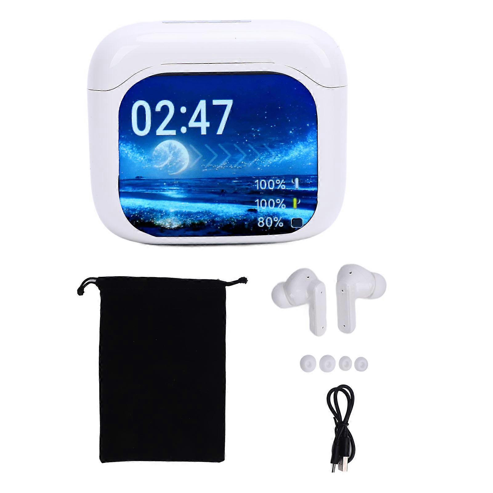 White Language Translator Earbuds: 144 Languages, HiFi Sound, Bluetooth 5.4, Travel Ready