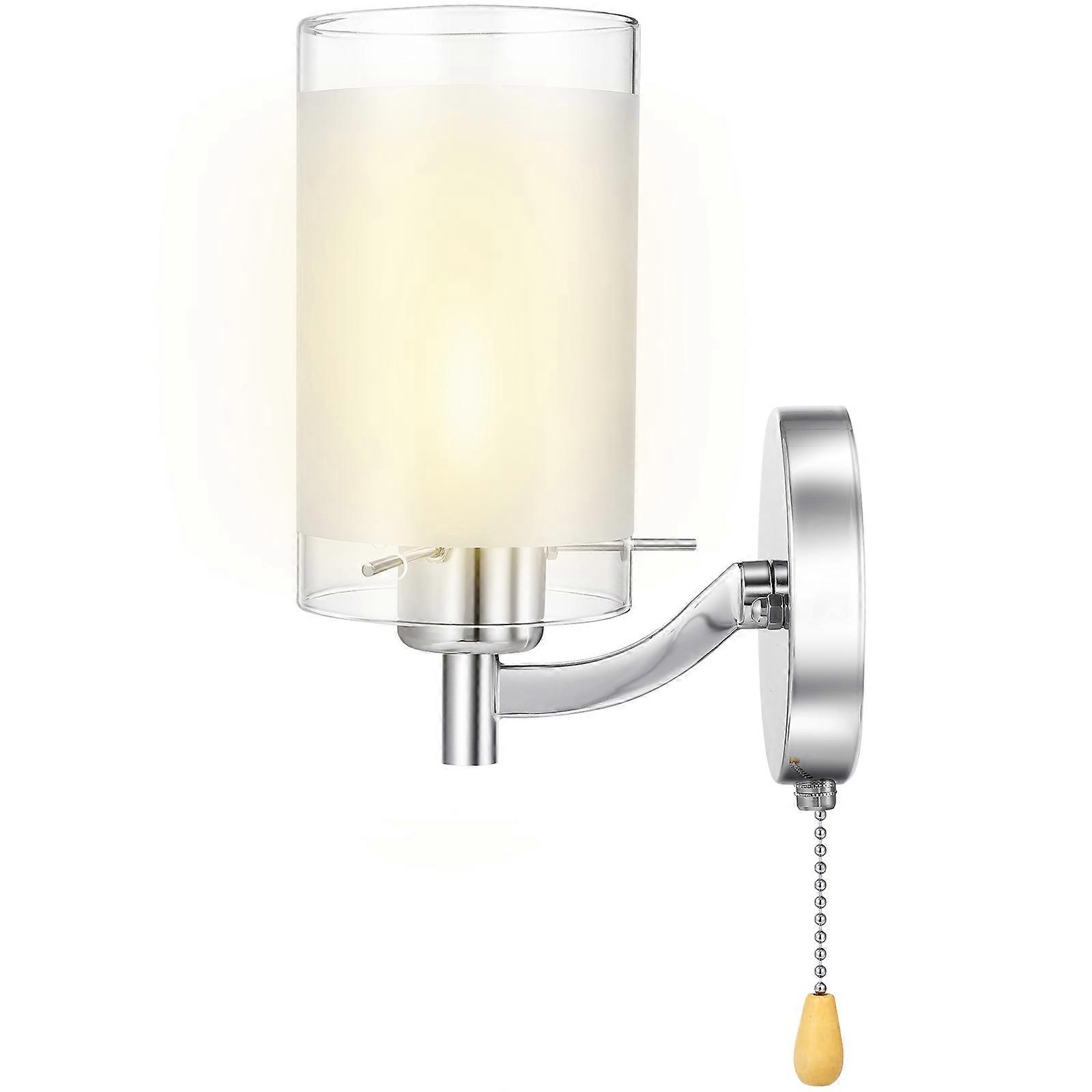 Wall Sconce Silver with Rust-Resistant Finish and Pull Chain Switch