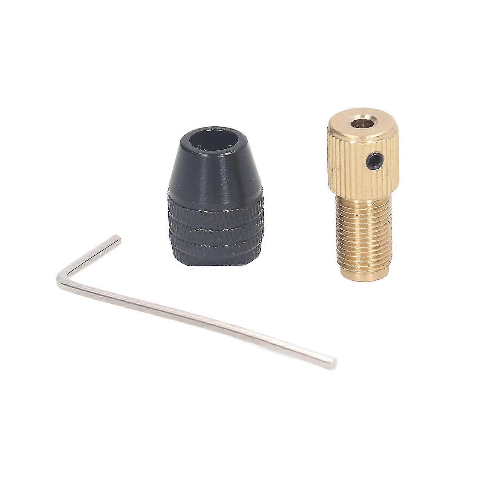 3-Jaw Self-Tightening Drill Chuck & Extension Rod Set - Rotary Tool Accessory with Hex Wrench for 3.17mm Hole Compatibility