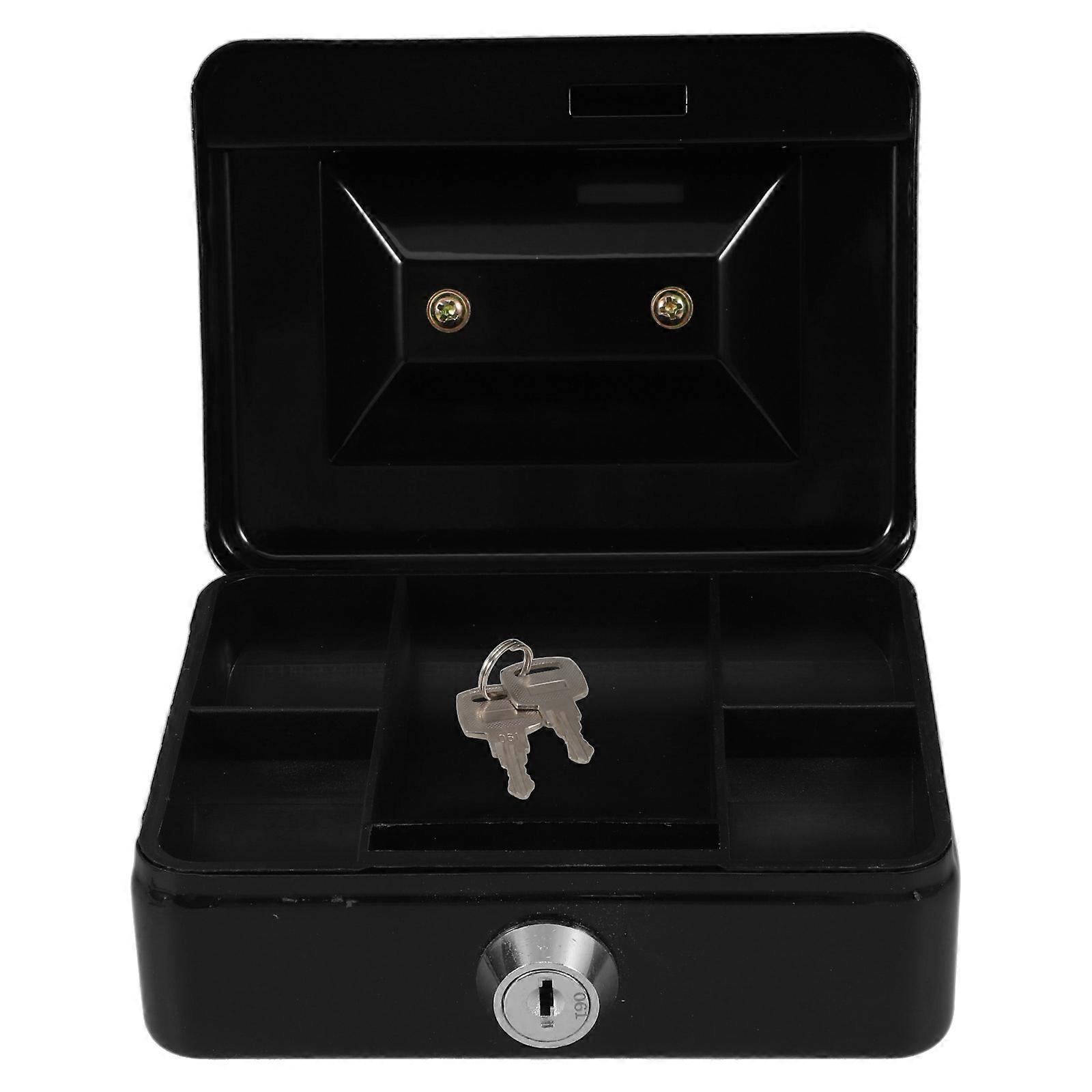 Lockable Storage Box Durable Iron Cash Container For Office Use Password Protection 1Pcs