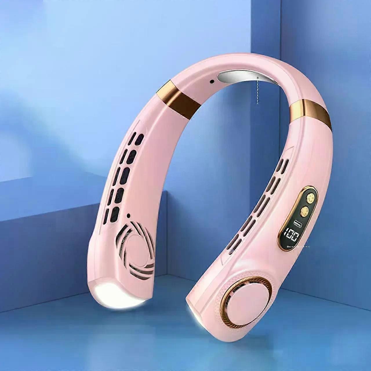 Neck Fan, Bladeless Wearable Hands-Free Portable Fan,4000mAh Rechargeable,Cooling with 5 Speeds, Ultra-Quiet Personal Fan LED