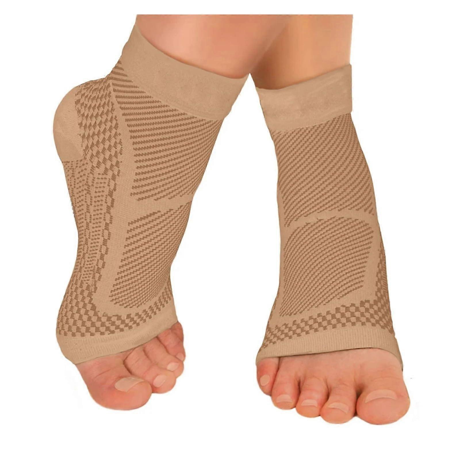 Ankle Support Ankle Brace Compression Sleeve Achilles Tendonitis Relief Plantar Fasciitis Arch Support Beige Size LXL