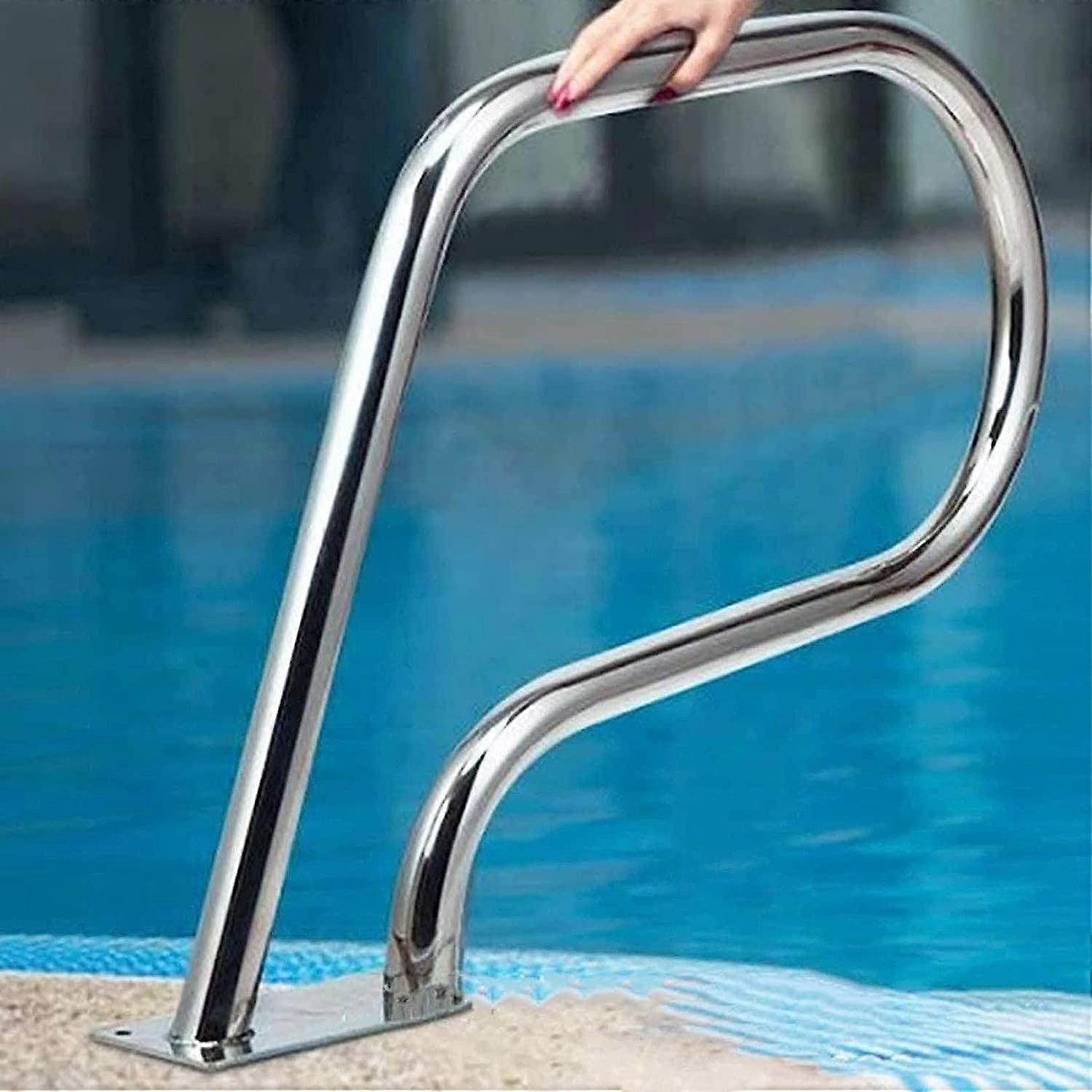 Safety Handrail for Swimming Pools - 304 Stainless Steel, 3-Section Curved Handrails, Secure Grip Grab Rails for Entry
