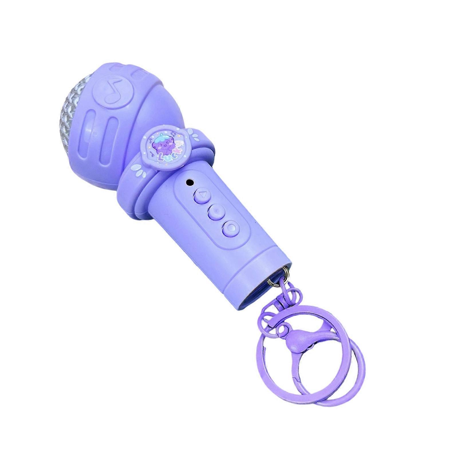 Mini Voice Recorder Keychain With Playback For Children Portable Microphone Shape Toy Safe Durability ABS Educational Gift  Purple