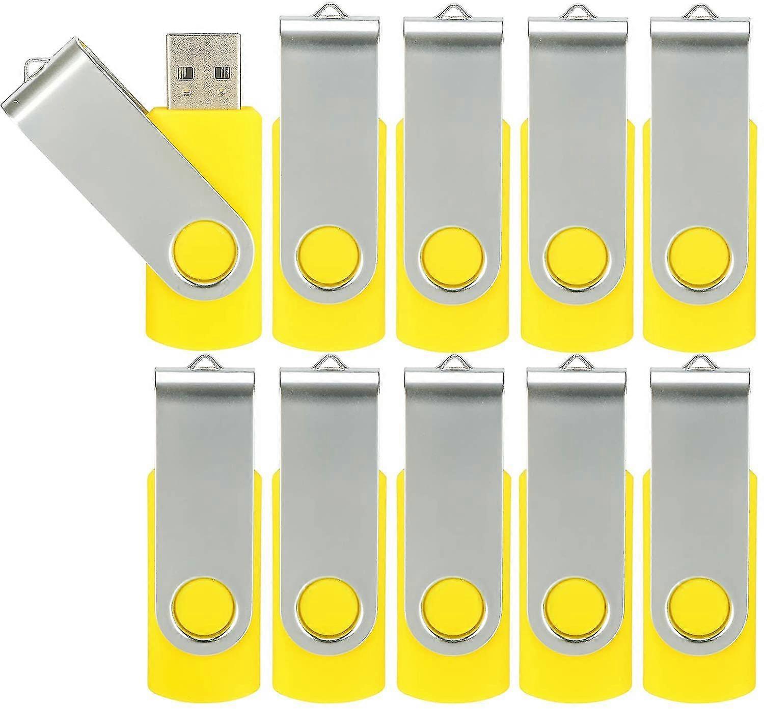 10 Pack Usb Flash Drives Usb 2.0 Thumb Drive Bulk Pack Swivel Memory Stick Fold Storage Jump Drive Zip Drive-8GB-10 Pack Yellow