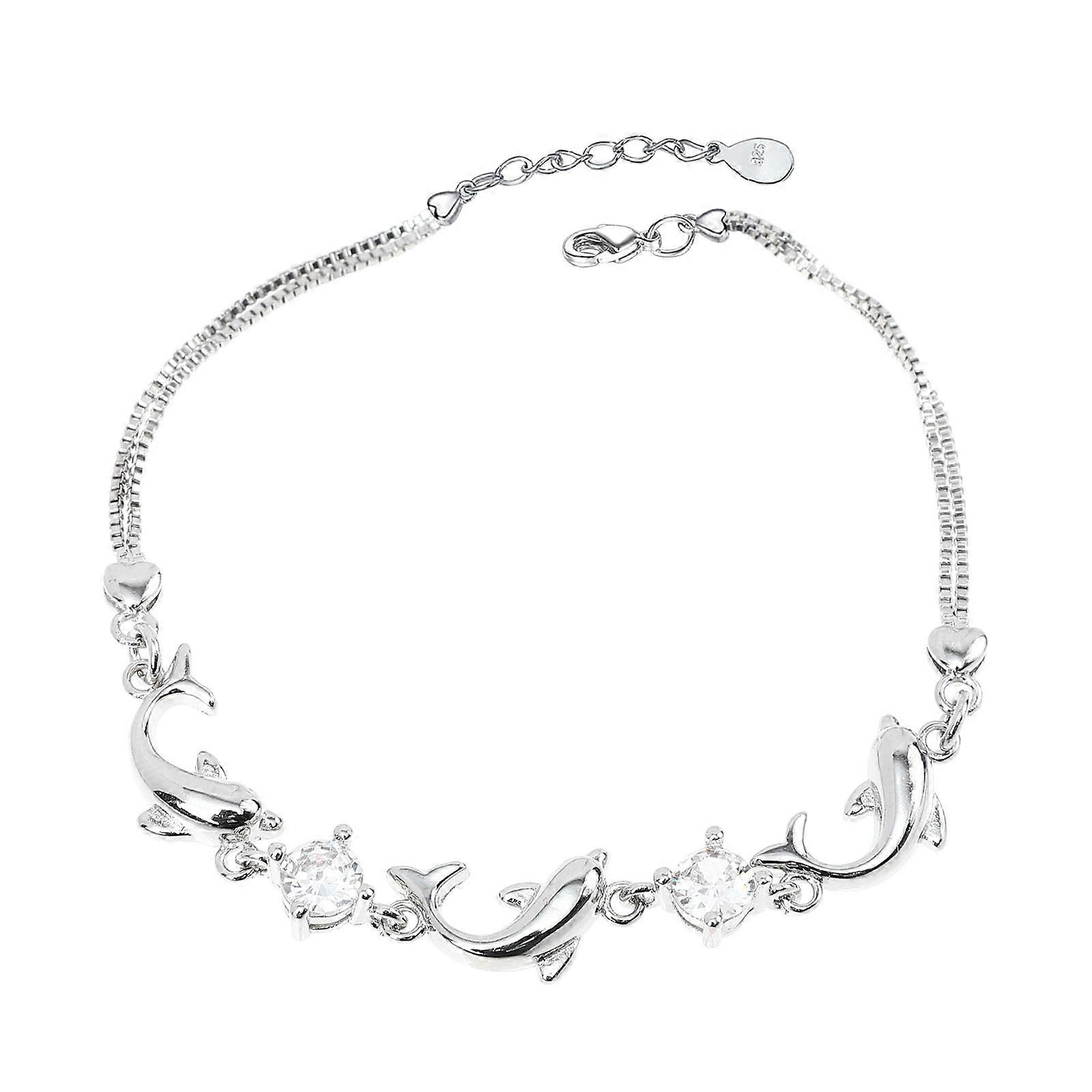 a refined and engaging product description for your **Dolphin Bracelet with Crystal Charm**:

 

**Elegant Dolphin Bracelet with Sparkling Crystal