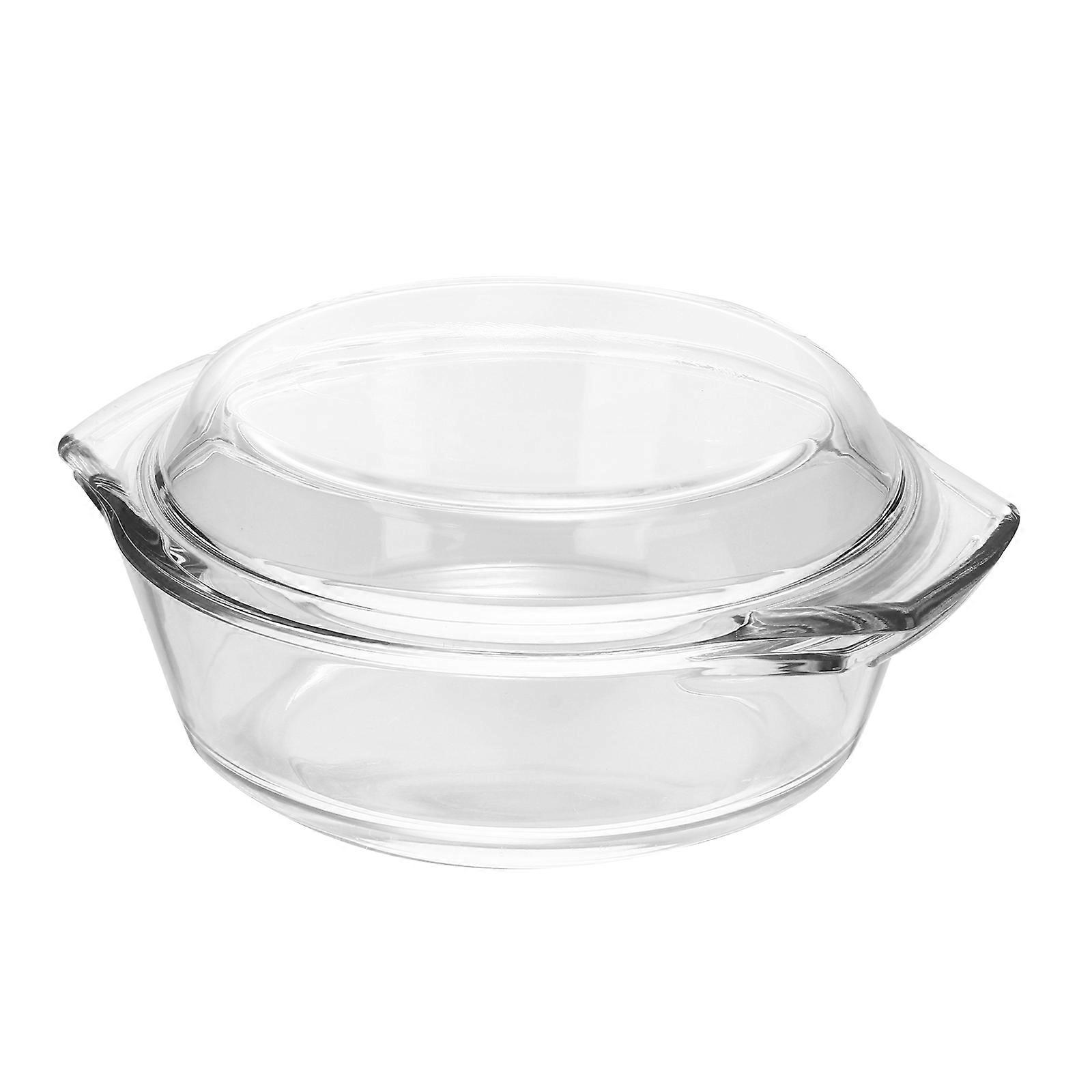 Transparent Glass Bowl with Binaural Design for Home Use Salad Fruit Soup 1PC