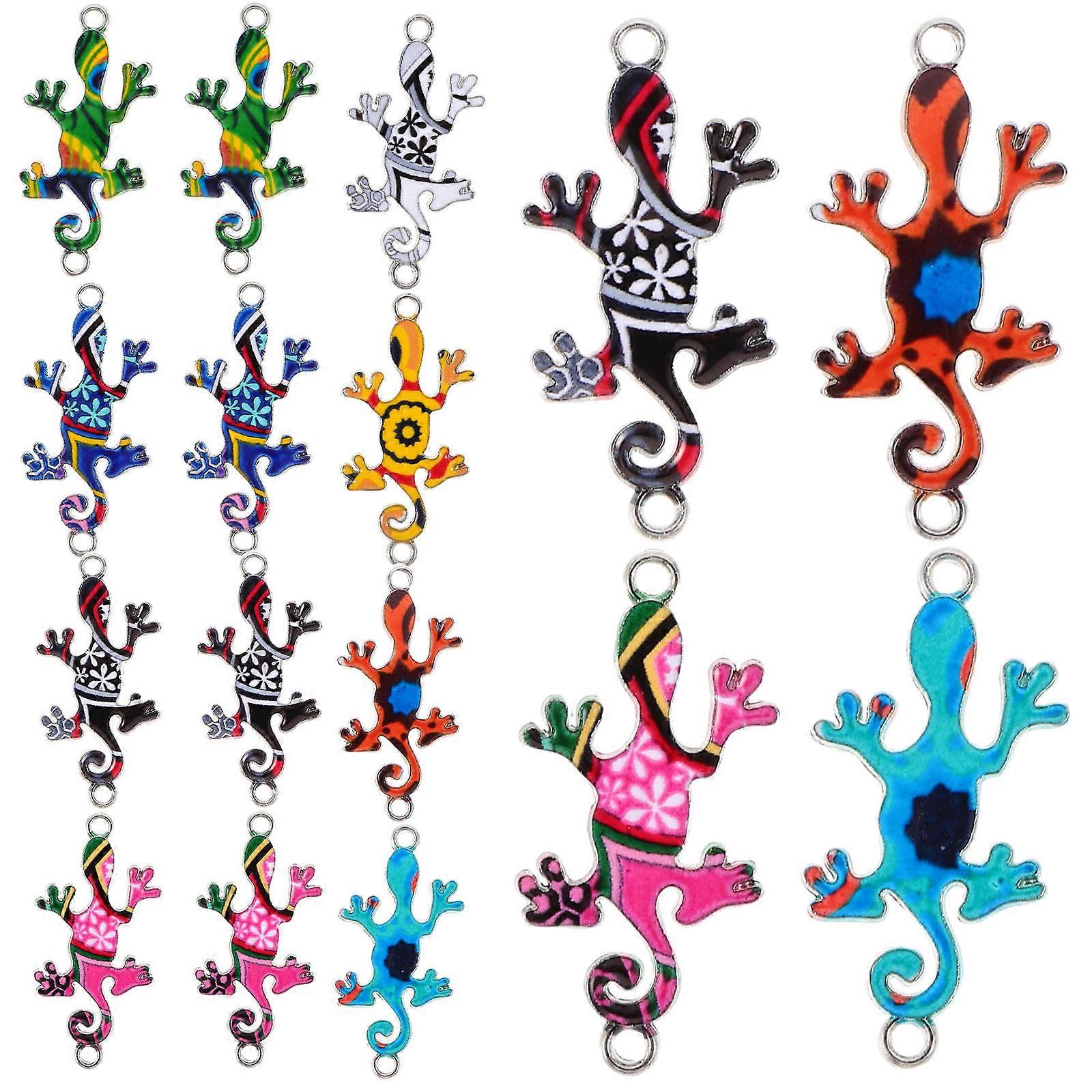 Alloy Charms For Jewelry Making Unique Geckos Perfect For Earrings Necklaces Assorted Color 3.5X1.7cm 20Pcs