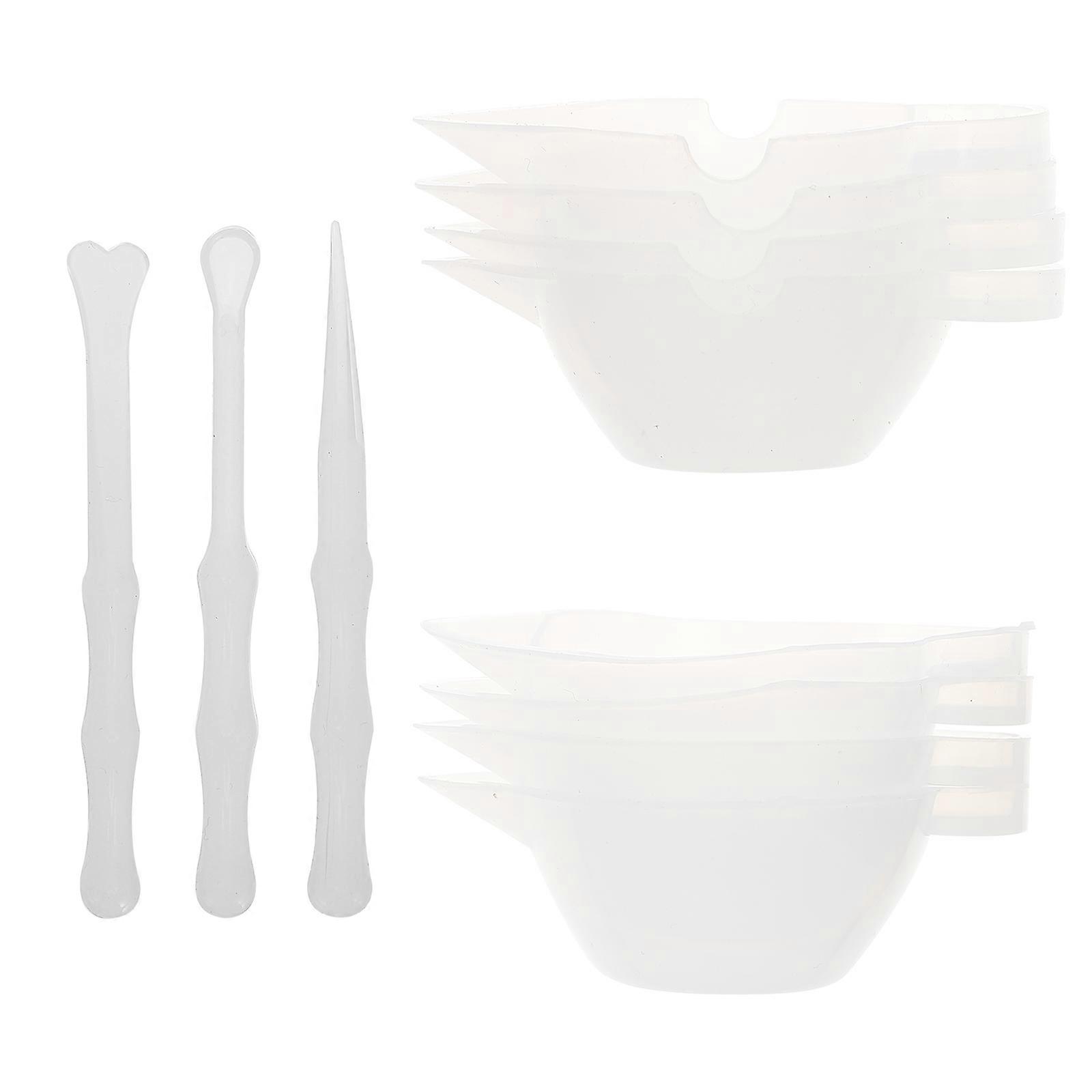 Silicone Mixing Cups and Stirring Sticks for DIY Use Safe Durable with Angled Diversion Port Design 11pcs Kit
