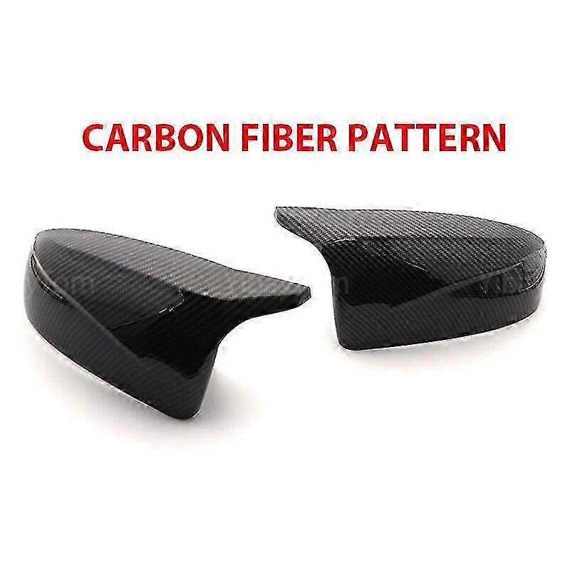 2pcs Bright Black Carbon Fiber Pattern Mirror Cover Caps for BMW X5 E70 & X6 E71 (2008-2013) - Modified Side Wing Styling Accessories